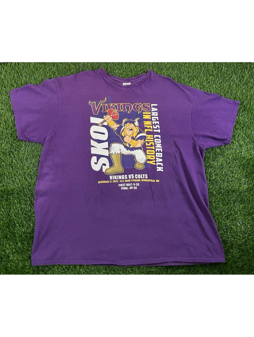 Delta NFL Minnesota Vikings Biggest Comback Ever Purple T-Shirt Mens Size 2XL